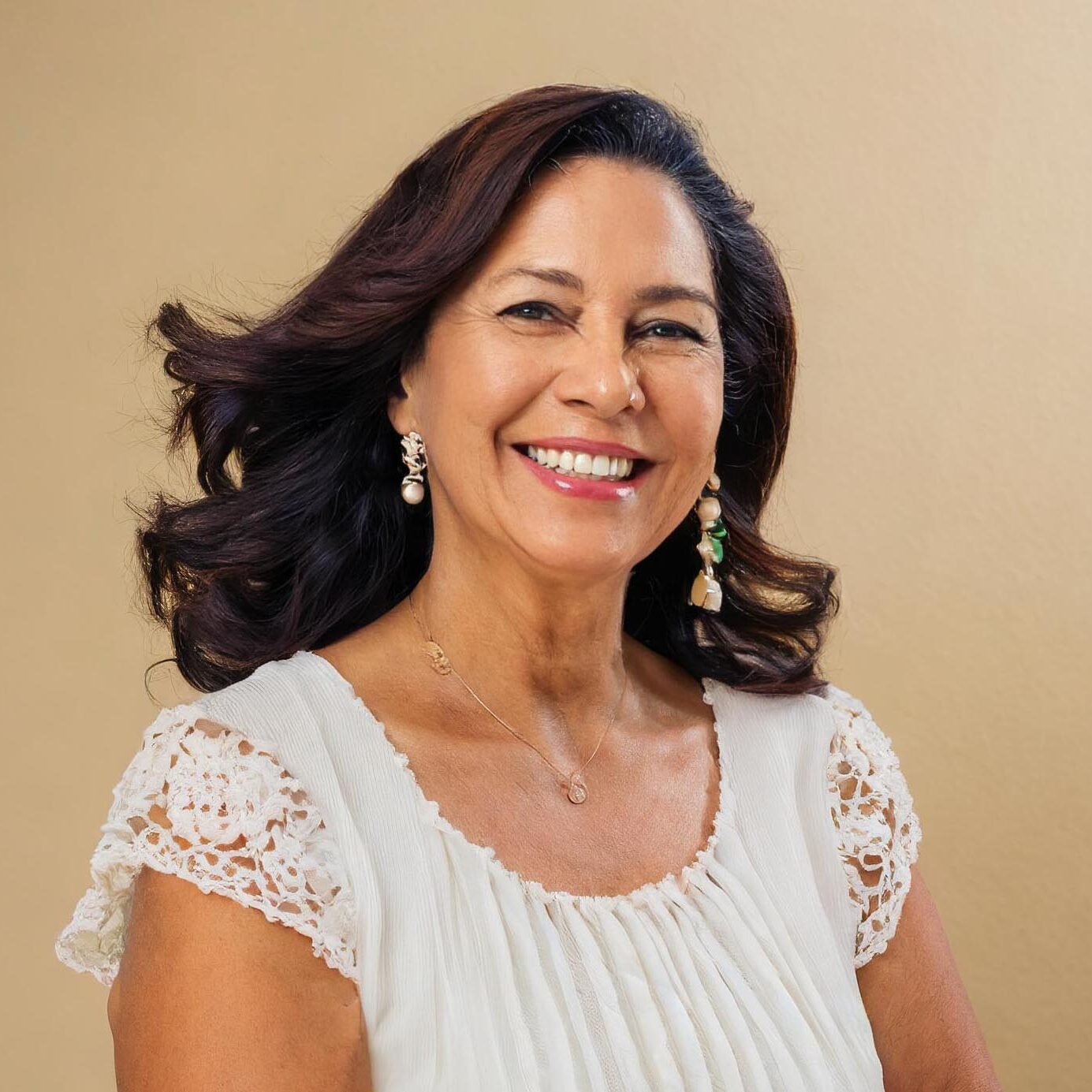 middle age hispanic woman smiling